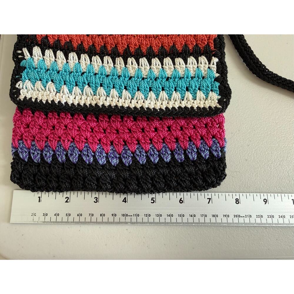 The Sak Crochet Stripe Crossbody Purse Inner Pockets Bohemian - Picture 10 of 10